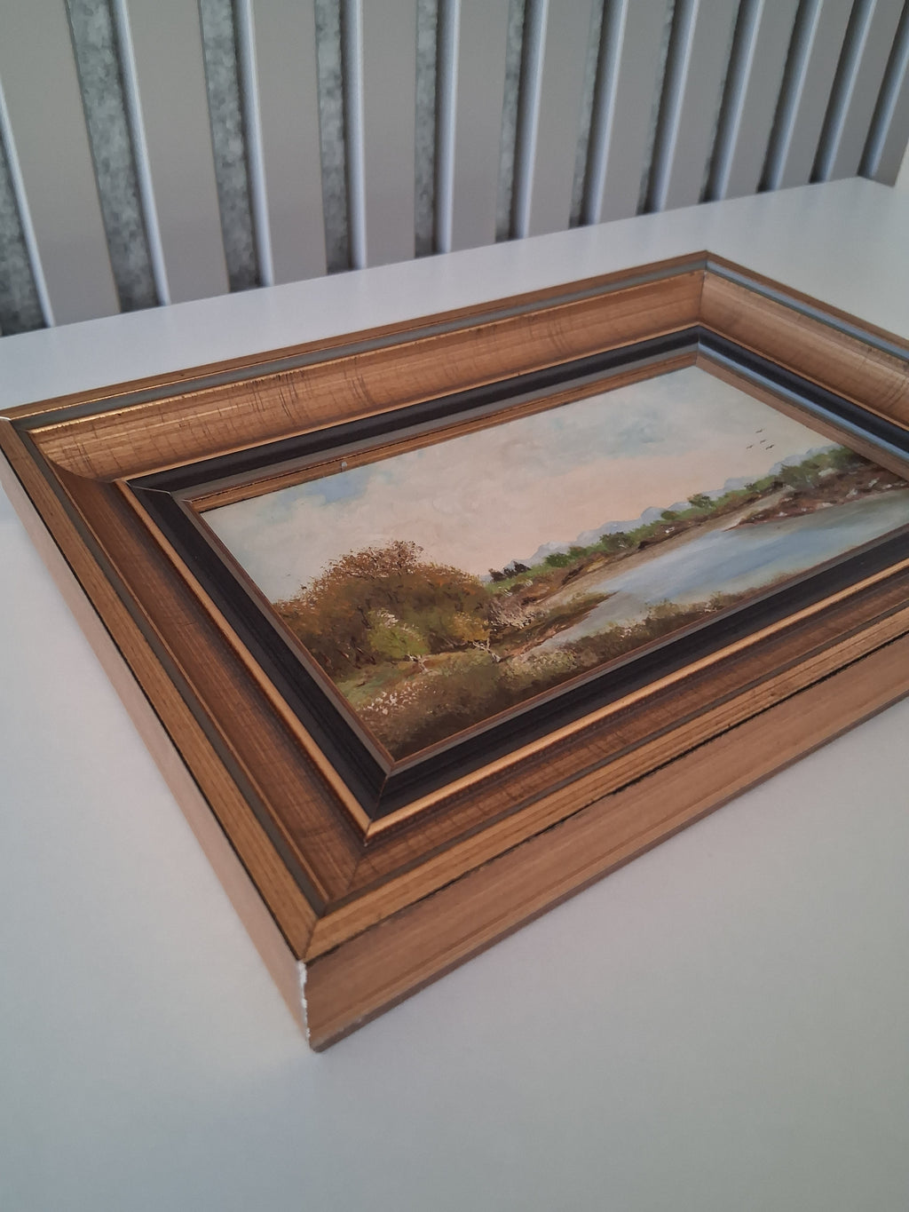 Altes Ölgemälde handgemalt mit Holzrahmen | Im Freisinger Moor | 24x17 cm | ORIGINAL & Signiert