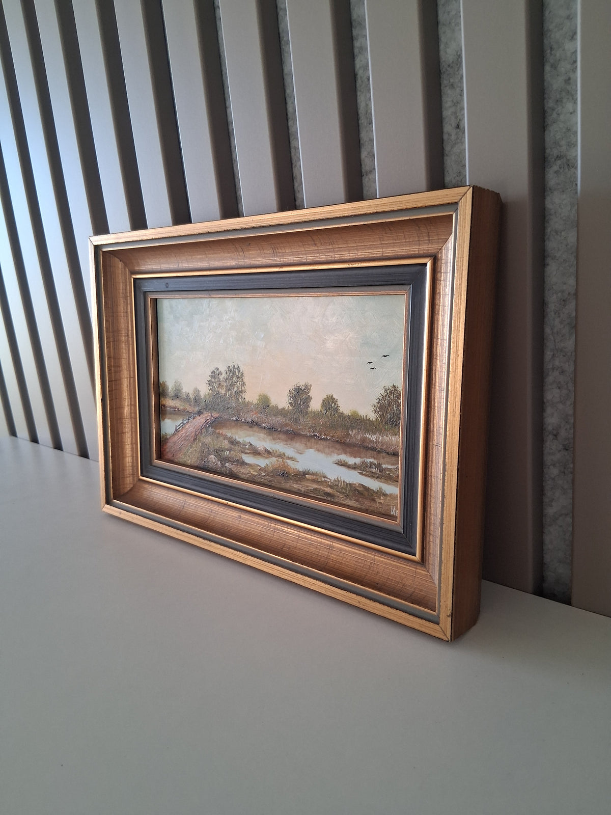 Altes Ölgemälde handgemalt mit Holzrahmen | Im Dachauer Moor | 24x17 cm | ORIGINAL & Signiert