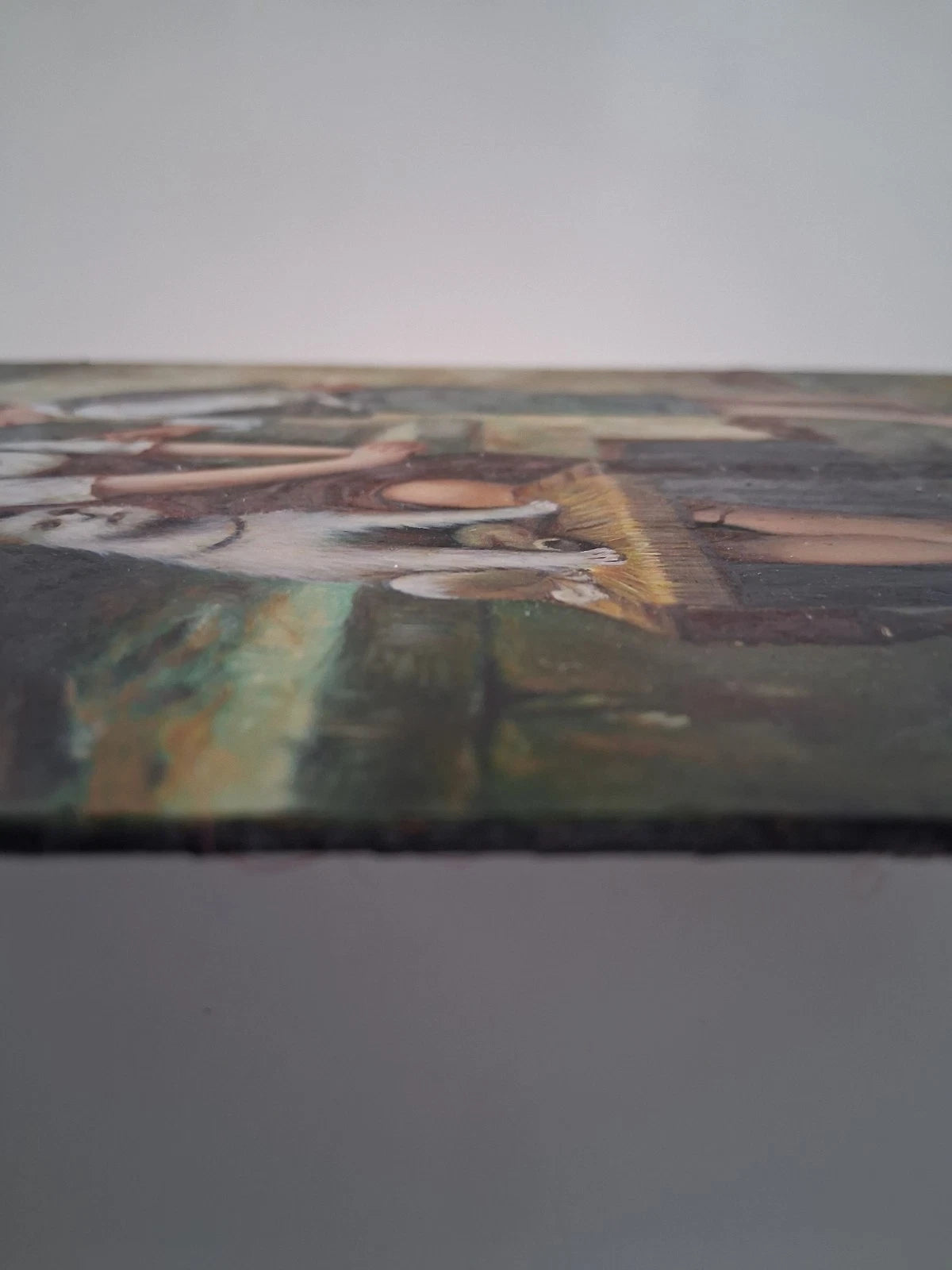 ORIGINAL Ölgemälde auf Holzplatte | Kinder mit Hund / Portrait | 20x25 cm | Signiert: JAMES
