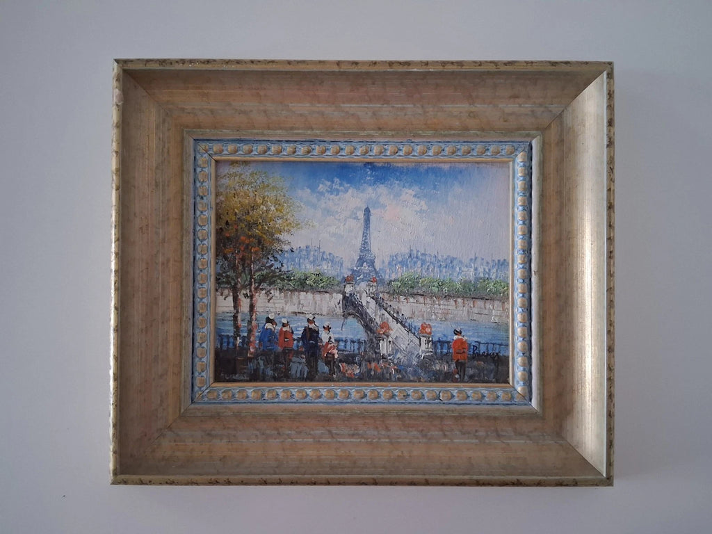 CAROLINE C. BURNETT | Stadtszene / Eiffelturm / Paris | ORIGINAL Ölgemälde auf Karton inkl. Rahmen