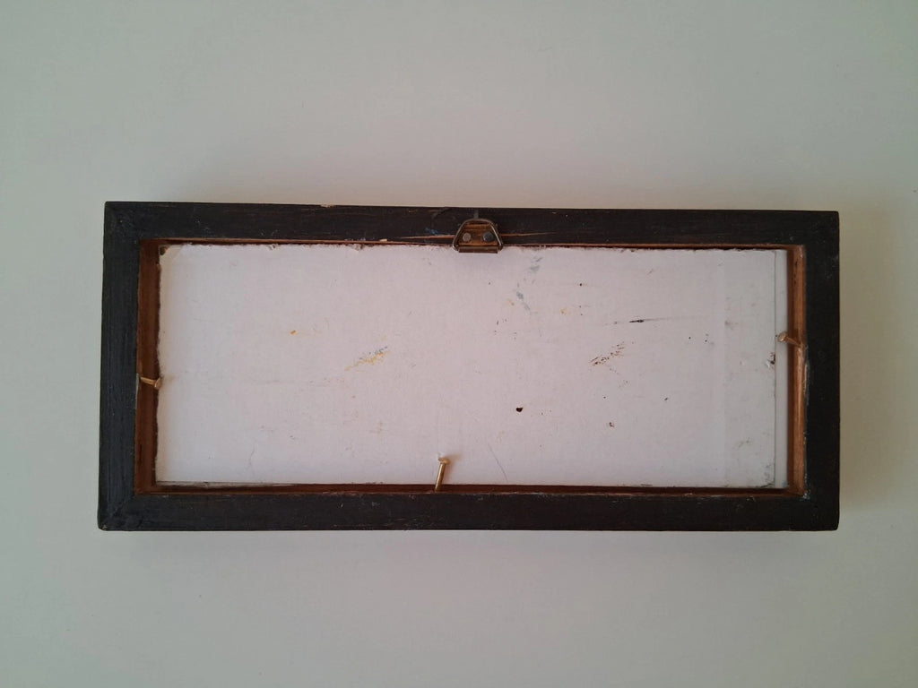 KLEINES ORIGINAL Ölgemälde auf Karton inkl. Rahmen | Strand / Küste / Meer | 17x7 cm | Signiert