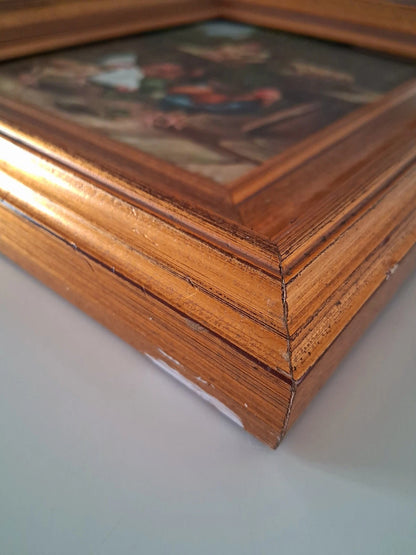 ORIGINAL Ölgemälde auf Holzplatte inkl. Rahmen | Hühnerstall / Bauernhof | Signiert: K. Koll