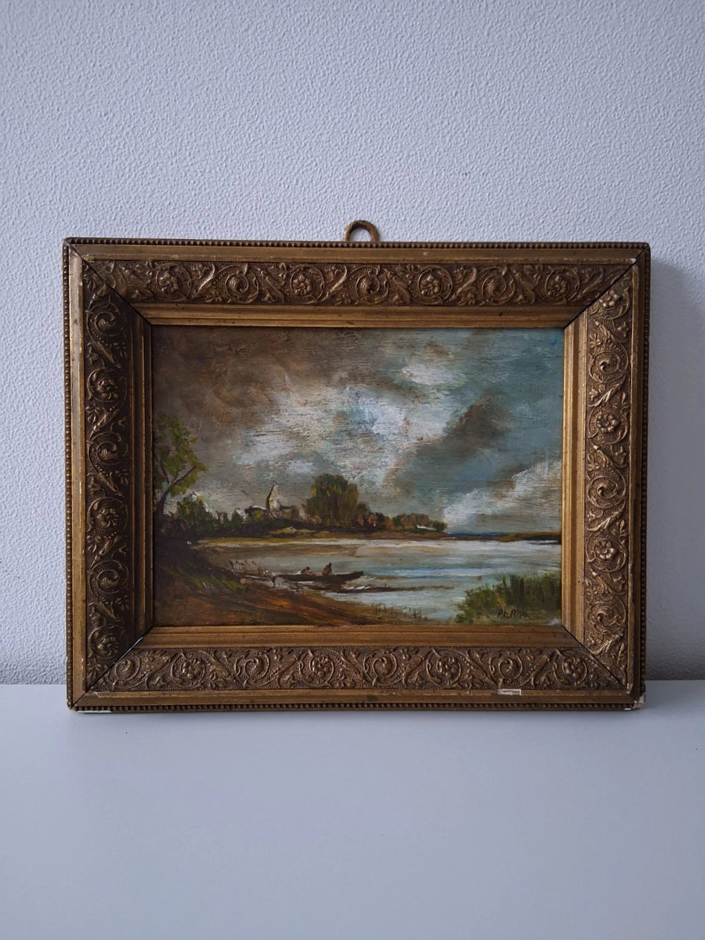 PHILIPP RÖTH (1841-1921) | Seelandschaft mit Figuren | ORIGINAL Ölgemälde auf Karton inkl. Rahmen