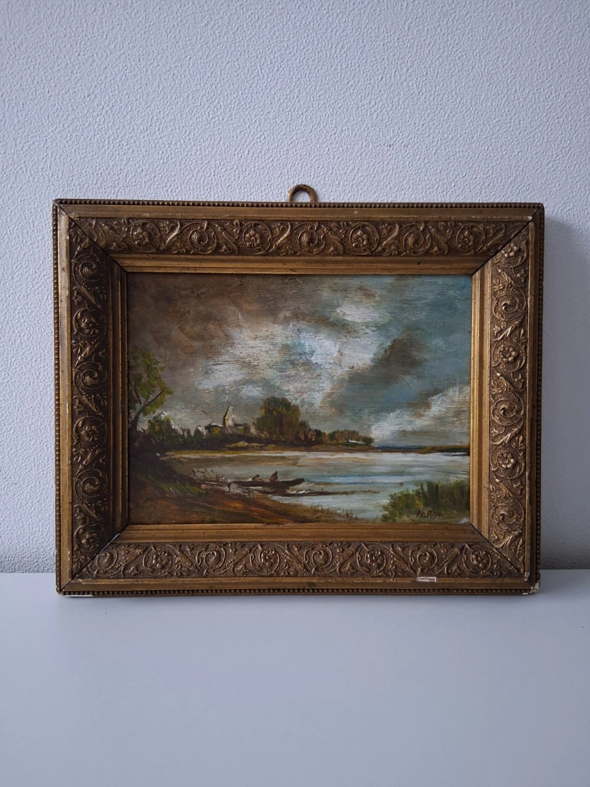 PHILIPP RÖTH (1841-1921) | Seelandschaft mit Figuren | ORIGINAL Ölgemälde auf Karton inkl. Rahmen