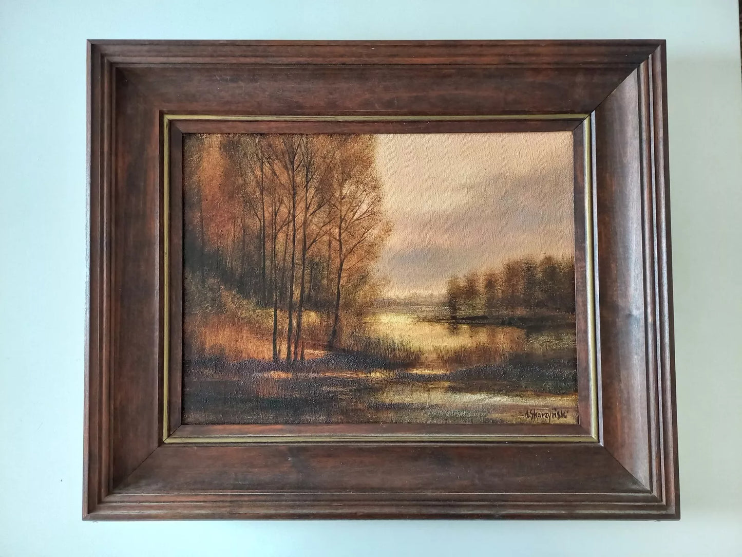 ANDRZEJ SKARZYNSKI | Fluss / Herbstlandschaft | ORIGINAL Ölgemälde auf Leinwand inkl. Rahmen