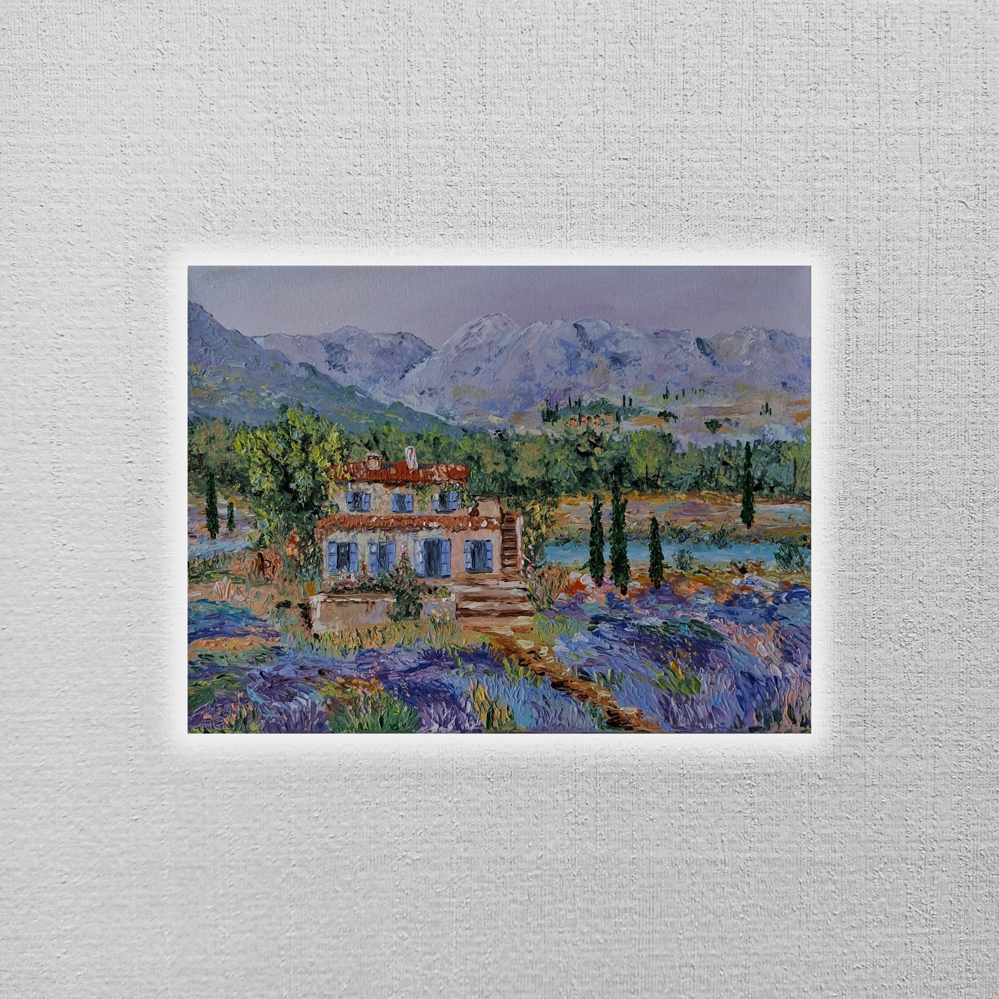 ORIGINAL Ölgemälde auf Leinwand | Sommer in der Toskana / Landschaft / Italien | 40x30 cm