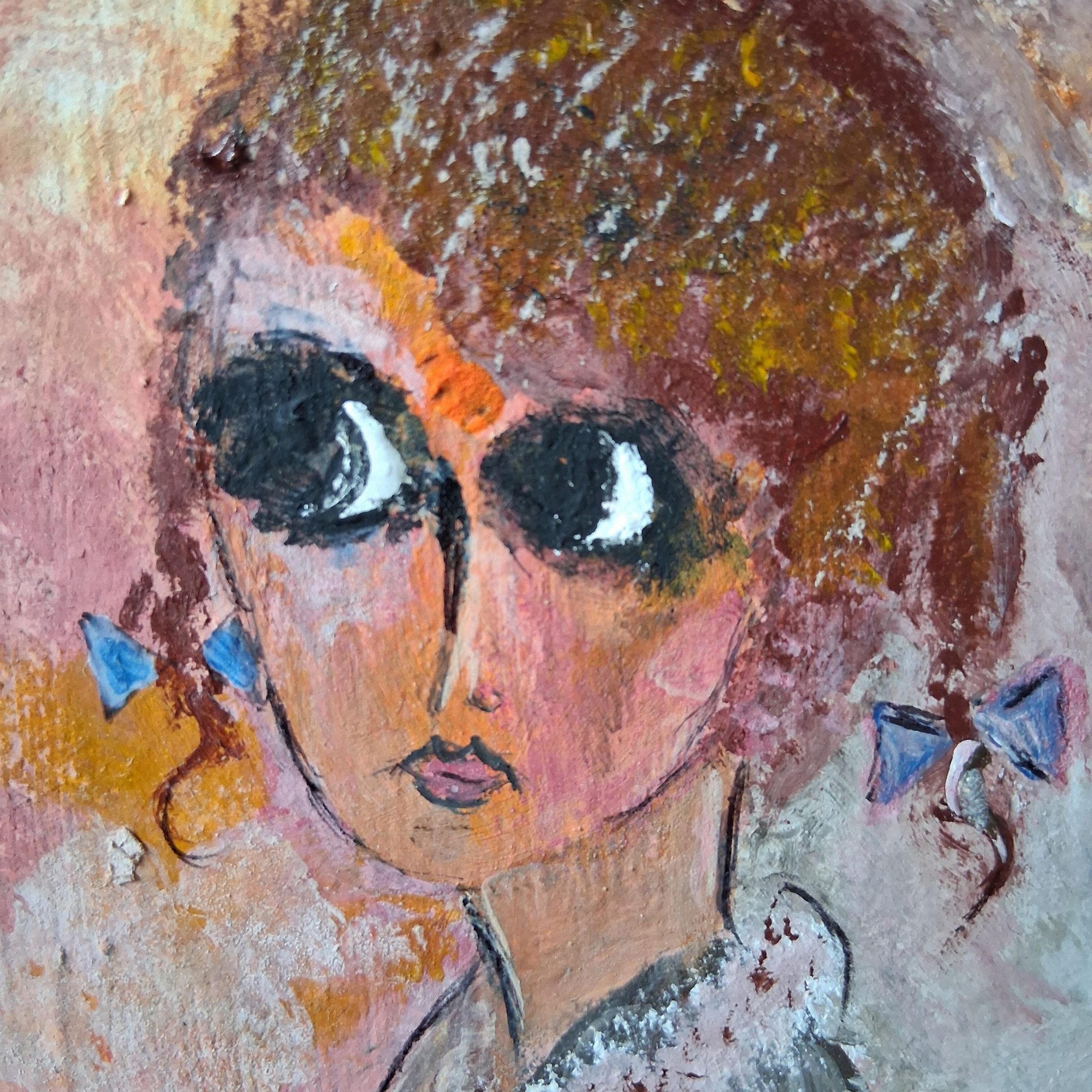 ORIGINAL Acrylgemälde auf Karton inkl. Rahmen | Portrait einer Kindfrau | Signiert: Hummel (*1946)