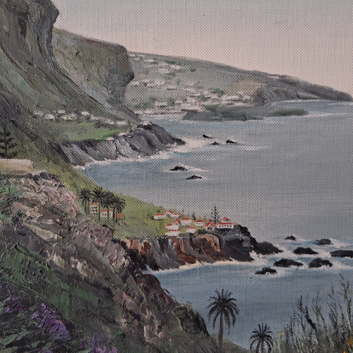 Altes Ölgemälde handgemalt mit Rahmen | Küstenlandschaft / Steilküste | 41x33 cm | ORIGINAL & Signiert
