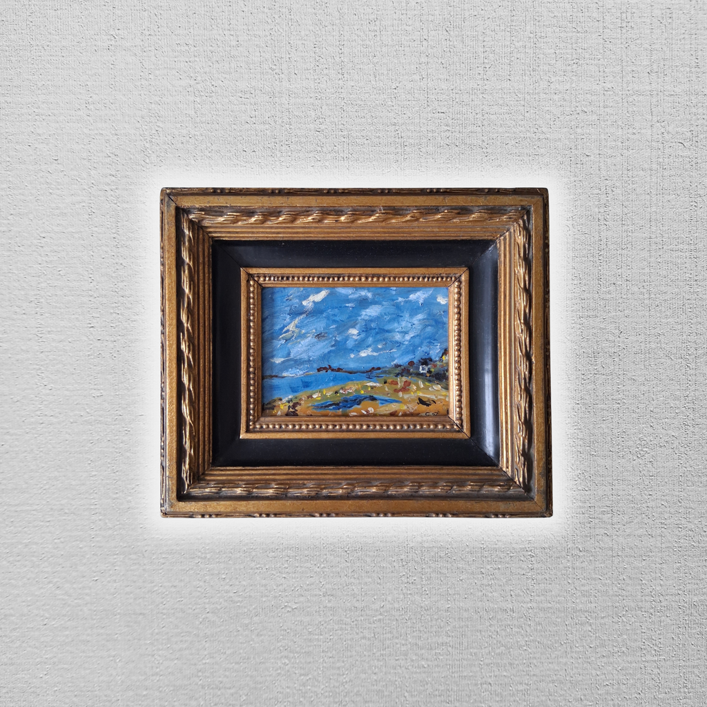 ORIGINAL Ölgemälde auf Karton inkl. Massivrahmen | Expressionistische Küstenlandschaft | Signiert