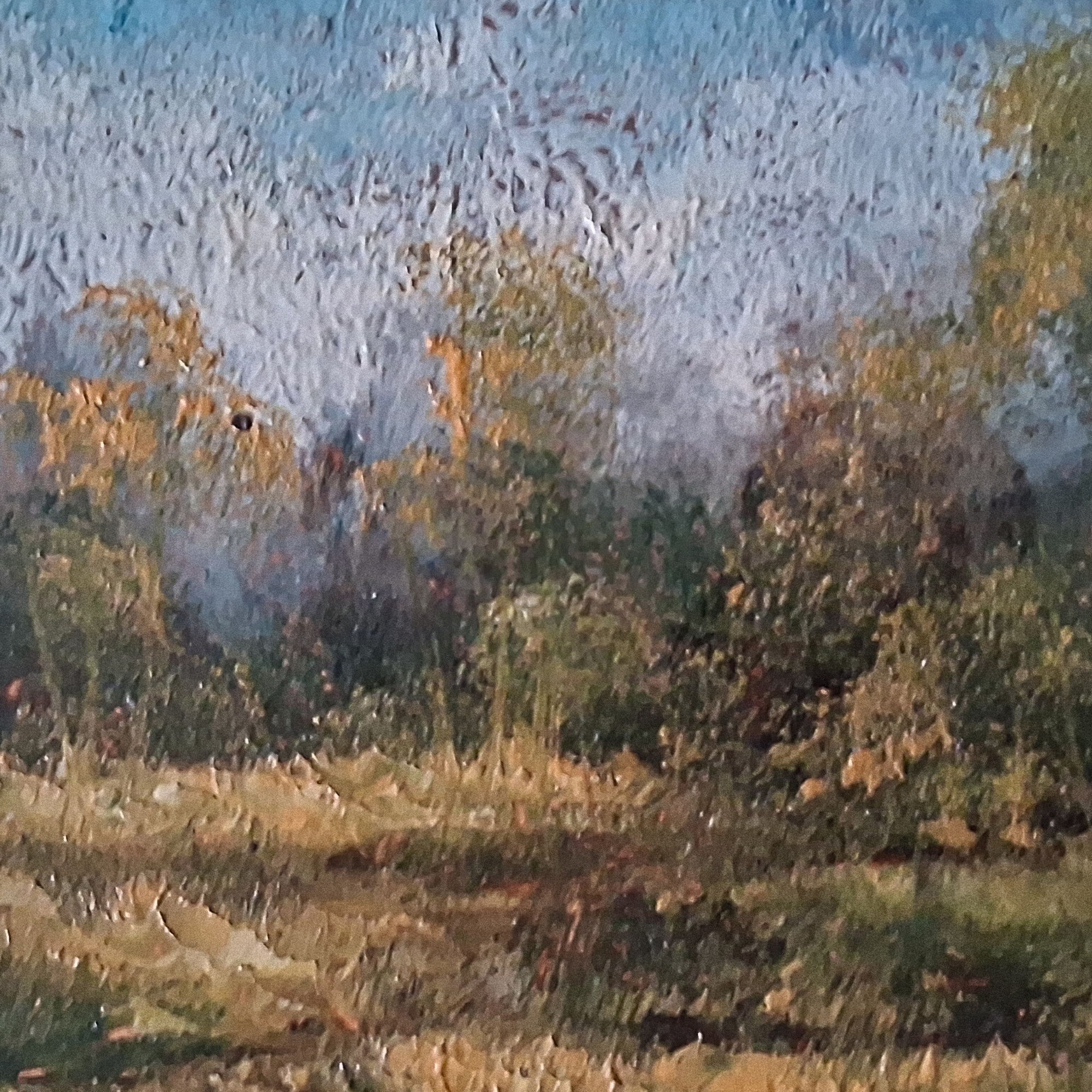 ORIGINAL Ölgemälde auf Karton inkl. antikem Rahmen | Waldlandschaft / Natur / Bäume | 26x22 cm