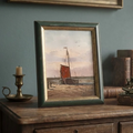 Altes Ölgemälde handgemalt mit Rahmen | Bomschuit / Fischerboot am Strand | ORIGINAL & Signiert