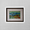 ORIGINAL Ölgemälde im Passepartout hinter Glas | Abstrakte Landschaft / Natur | Signiert