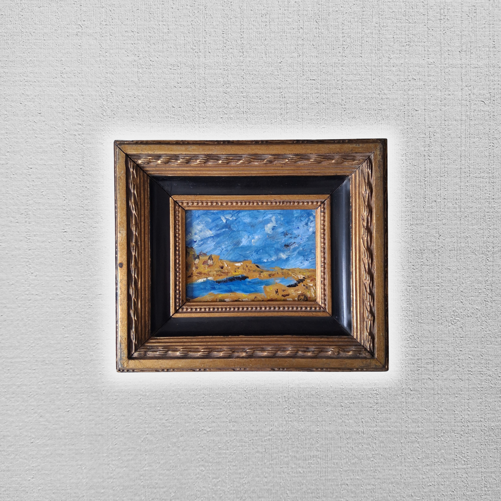 ORIGINAL Ölgemälde auf Karton inkl. Massivrahmen | Expressionistische Meereslandschaft | Signiert