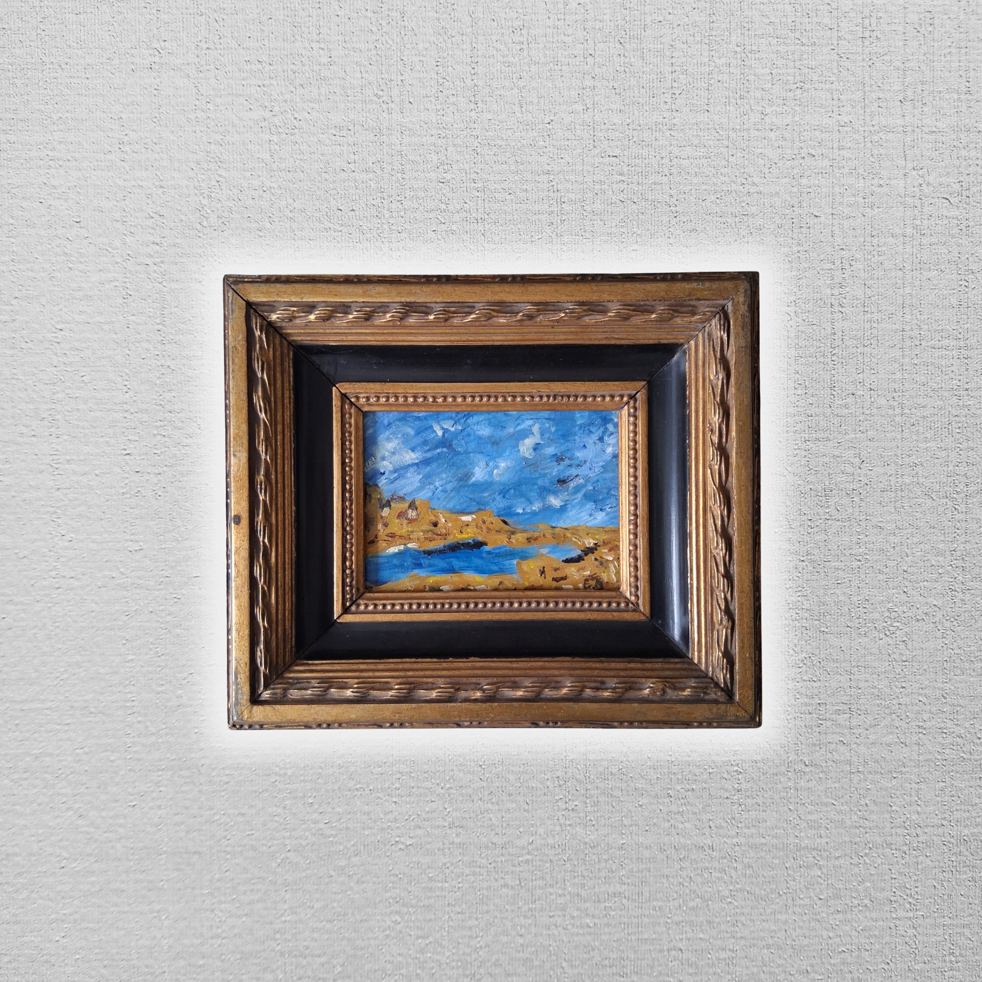 ORIGINAL Ölgemälde auf Karton inkl. Massivrahmen | Expressionistische Meereslandschaft | Signiert