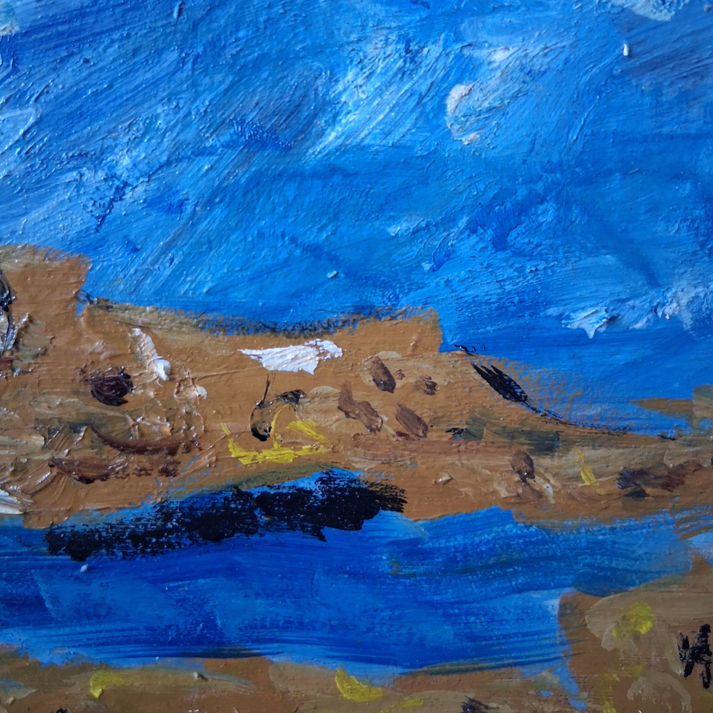 ORIGINAL Ölgemälde auf Karton inkl. Massivrahmen | Expressionistische Meereslandschaft | Signiert