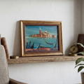 ORIGINAL Ölgemälde auf Karton inkl. Rahmen | San Marco / Markusturm / Venedig | Signiert