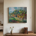 Carles Compte (*1944) | Hügellandschaft mit Kapelle | ORIGINAL Ölgemälde handgemalt auf Holzplatte