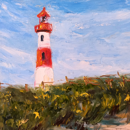 ORIGINAL Ölgemälde auf Leinwand | Leuchtturm / Landschaft / Natur | 30x30 cm | Signiert