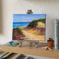 Modernes Ölgemälde handgemalt auf Leinwand | Strandgang / Meerblick / Landschaft | 30x24 cm | Signiert