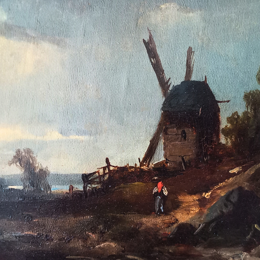WILHELM KLEIN (1821-1897) | Landschaft mit Windmühle | ORIGINAL Ölgemälde auf Leinwand inkl. Rahmen
