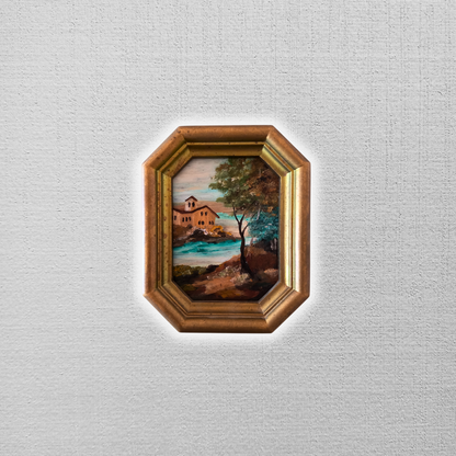 KLEINES ORIGINAL Ölgemälde auf Karton inkl. Rahmen | Landschaft / Natur / Italien | 11x14 cm