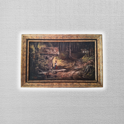 W. EHRL (1948) | Kapelle im Wald | ORIGINAL Ölgemälde auf Leinwand inkl. Rahmen | 51x33 cm