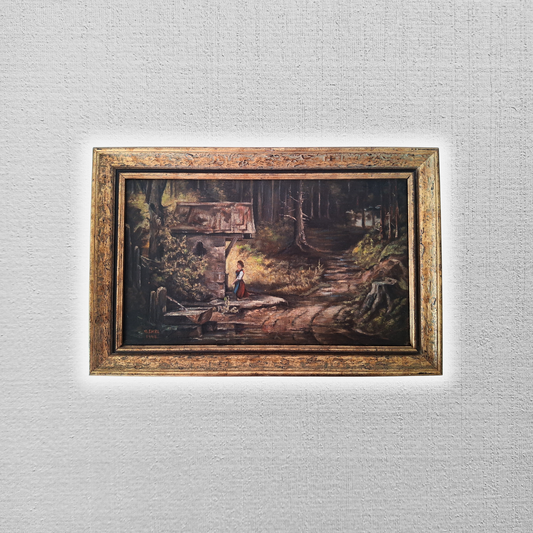 W. EHRL (1948) | Kapelle im Wald | ORIGINAL Ölgemälde auf Leinwand inkl. Rahmen | 51x33 cm