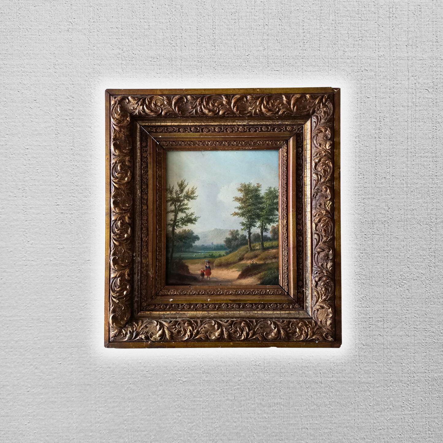 CARL EDUARD AHRENDTS (1822-1898) | Bewaldeter Landweg | ORIGINAL Ölgemälde auf Holzplatte