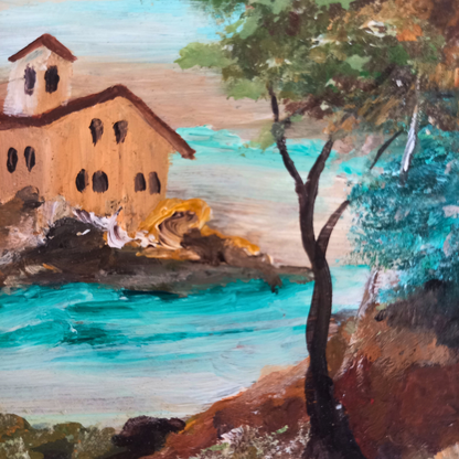 KLEINES ORIGINAL Ölgemälde auf Karton inkl. Rahmen | Landschaft / Natur / Italien | 11x14 cm