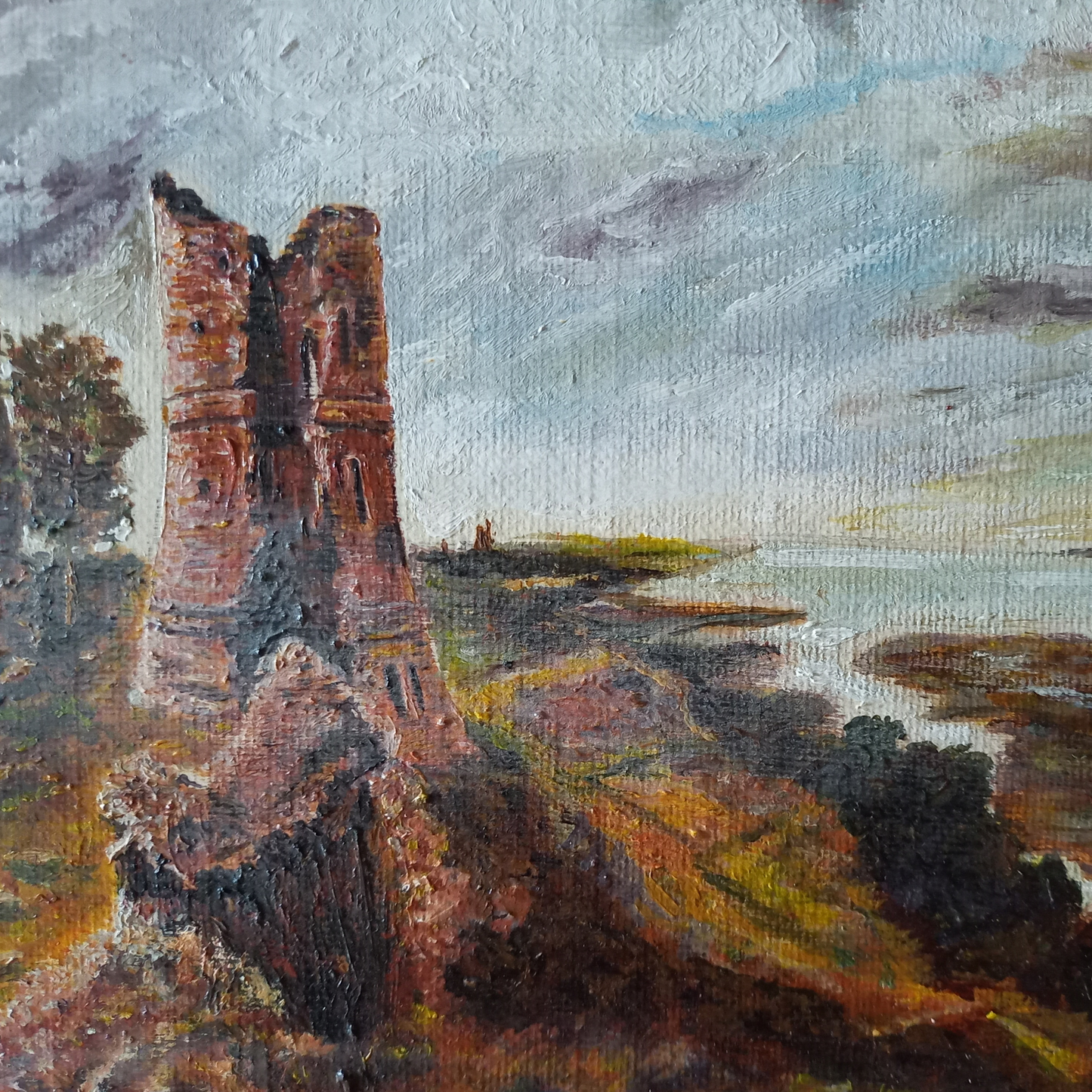 HANDGEMALTES Ölgemälde auf Karton nach John Constable | Hadleigh Castle | Signiert: W. KAISER