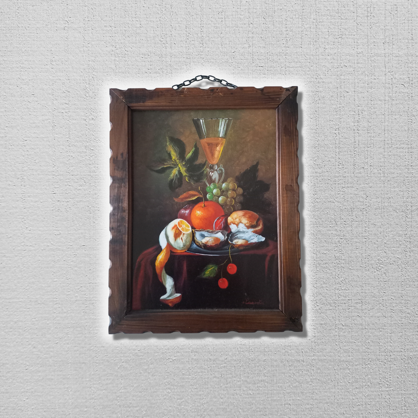 ORIGINAL Ölgemälde auf Karton inkl. Rahmen | Stillleben / Obstschale | Signiert: Lacosta