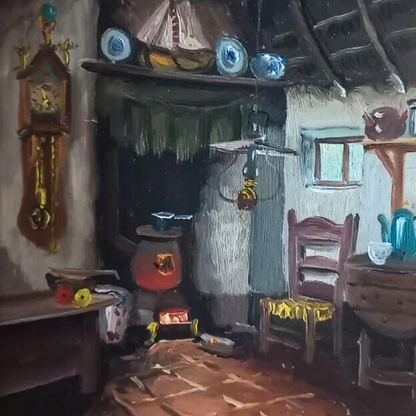 HENDRIK-JAN NEULAND (1928-2009) | Bäuerliches Interieur | ORIGINAL Ölgemälde inkl. Rahmen