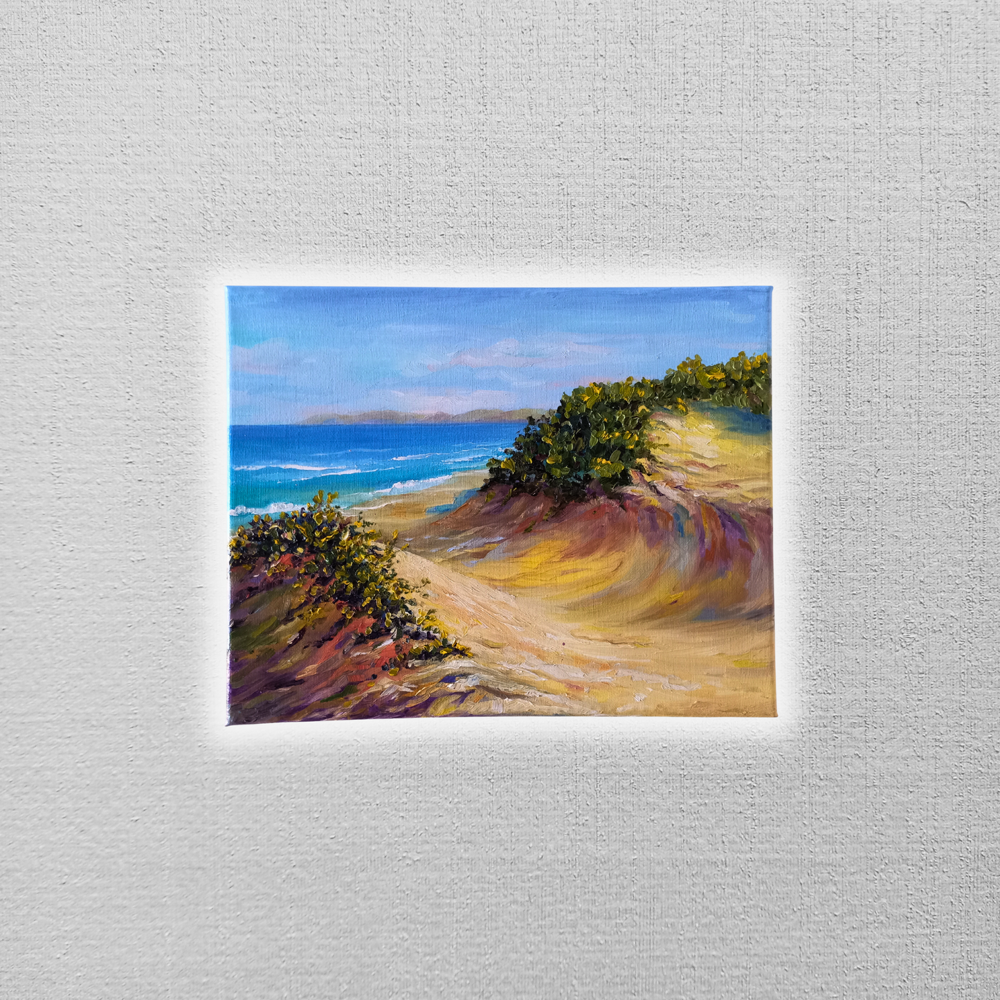 ORIGINAL Ölgemälde auf Leinwand | Strandgang / Meerblick / Landschaft | 30x24 cm | Signiert