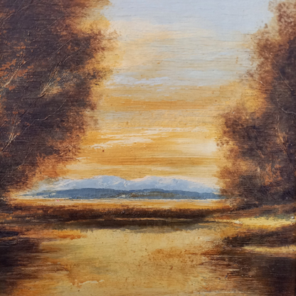 ORIGINAL Ölgemälde auf Holzplatte | Romantische Alpenlandschaft | Signiert: STADLER (München)