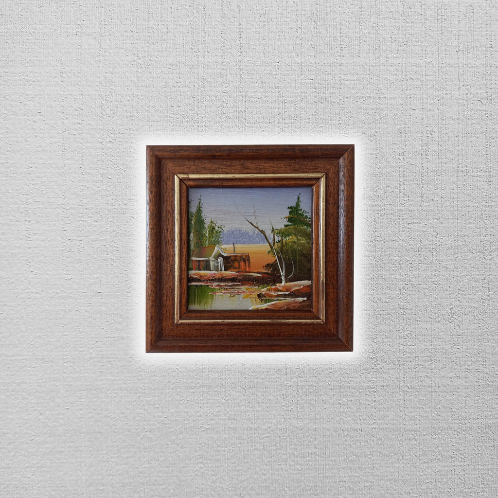 KLEINES ORIGINAL Ölgemälde auf Karton inkl. Holzrahmen | Landschaft / Natur | 11x11 cm