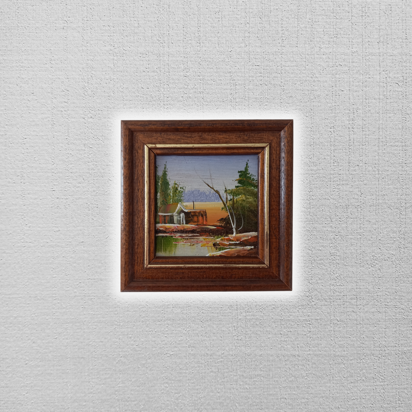 KLEINES ORIGINAL Ölgemälde auf Karton inkl. Holzrahmen | Landschaft / Natur | 11x11 cm