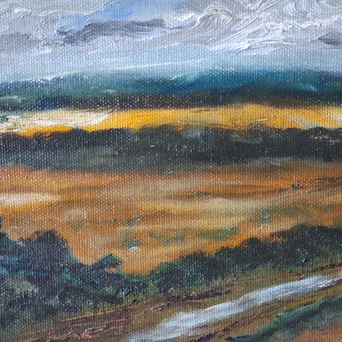 Altes Ölgemälde handgemalt mit Holzrahmen | Weite Landschaft | ORIGINAL & Signiert