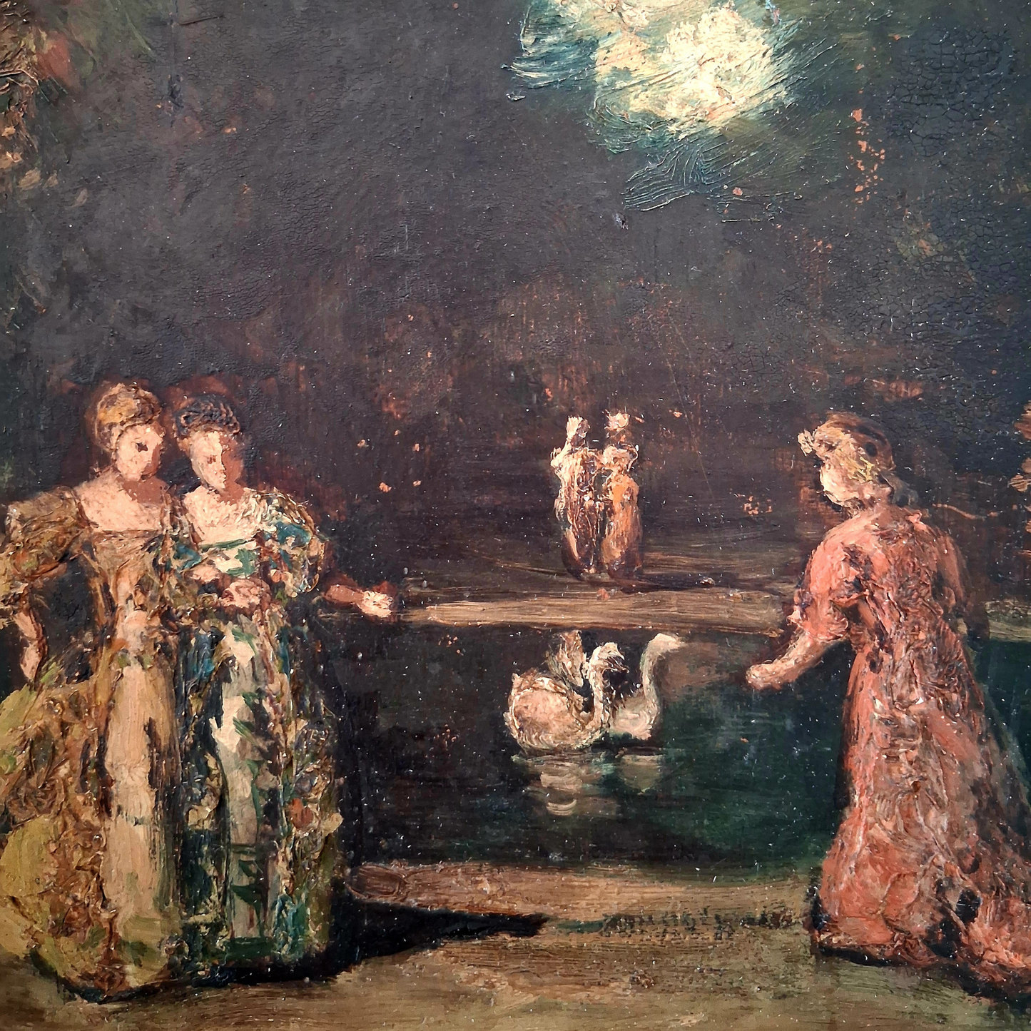 ADOLPHE MONTICELLI (1824-1886) | Nächtlicher Garten mit Figuren | ORIGINAL Ölgemälde