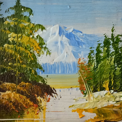 KLEINES ORIGINAL Ölgemälde auf Karton inkl. Holzrahmen | Landschaft / Natur | 11x11 cm