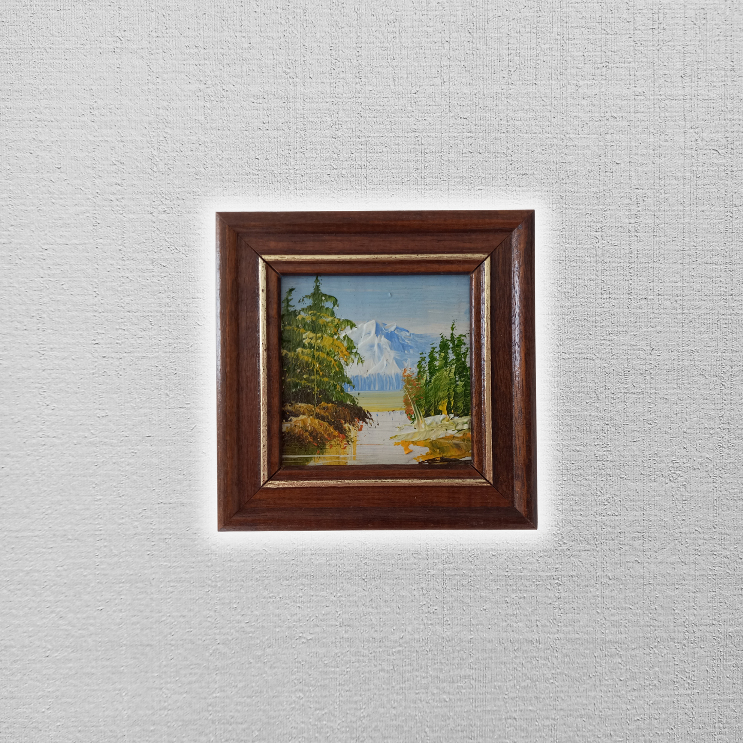 KLEINES ORIGINAL Ölgemälde auf Karton inkl. Holzrahmen | Landschaft / Natur | 11x11 cm