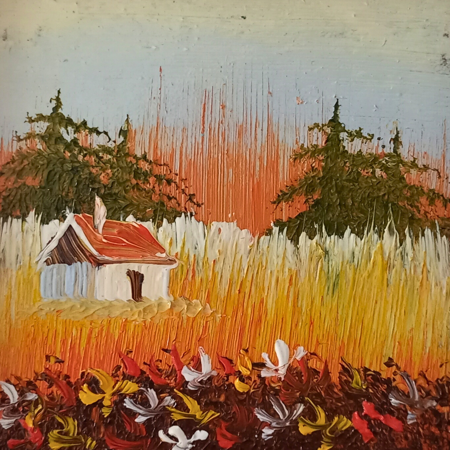 KLEINES ORIGINAL Ölgemälde auf Karton inkl. Holzrahmen | Landschaft / Natur | 11x11 cm