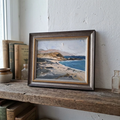 Modernes Ölgemälde handgemalt mit Rahmen | Küstenlandschaft / Strand / Meer | 31x26 cm | Signiert