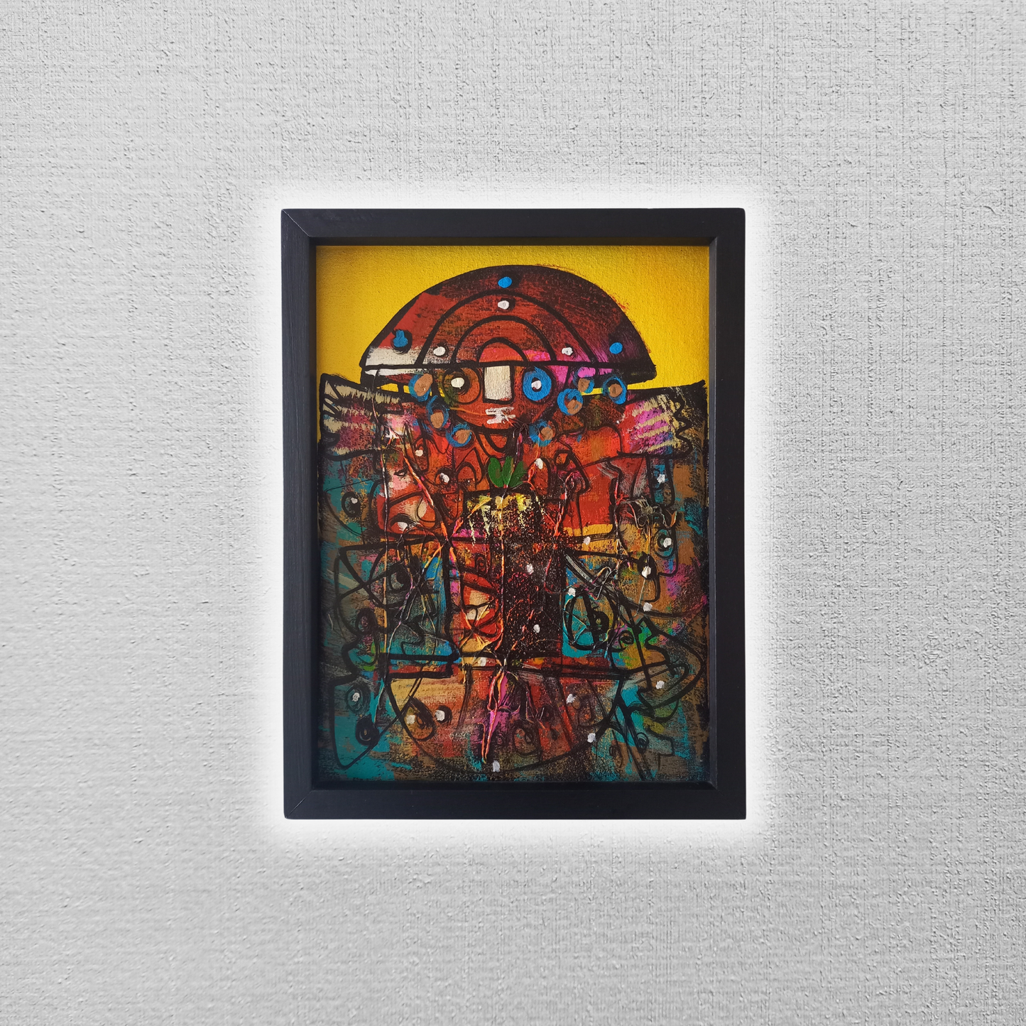 ORIGINAL Ölgemälde auf Karton inkl. Rahmen | Abstrakte / Moderne Kunst / Streetart | 30x40 cm