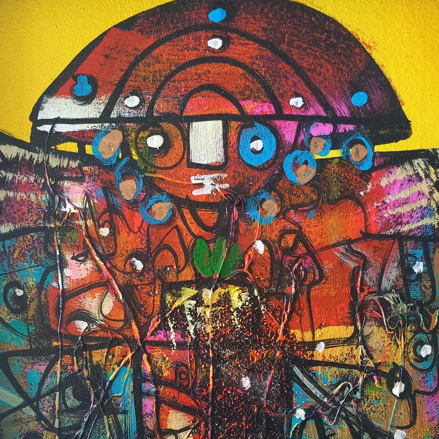 ORIGINAL Ölgemälde auf Karton inkl. Rahmen | Abstrakte / Moderne Kunst / Streetart | 30x40 cm