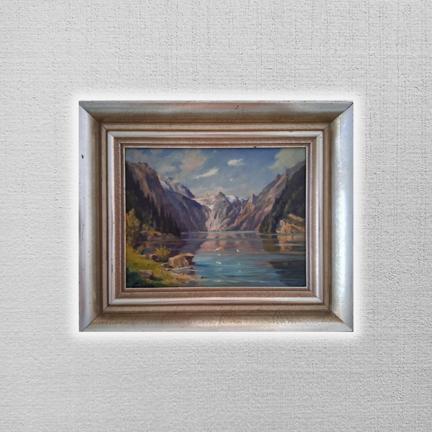WALTER HELMRICH | Am Königssee vom Malerwinkel | ORIGINAL Ölgemälde auf Karton inkl. Rahmen