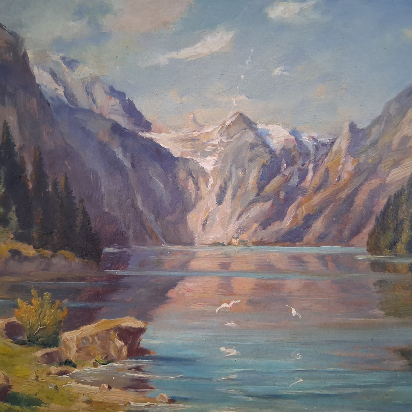 WALTER HELMRICH | Am Königssee vom Malerwinkel | ORIGINAL Ölgemälde auf Karton inkl. Rahmen