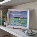Papp Tünde (2025) | Segelboote / Balaton / Ungarn | ORIGINAL Ölgemälde auf Karton inkl. Rahmen