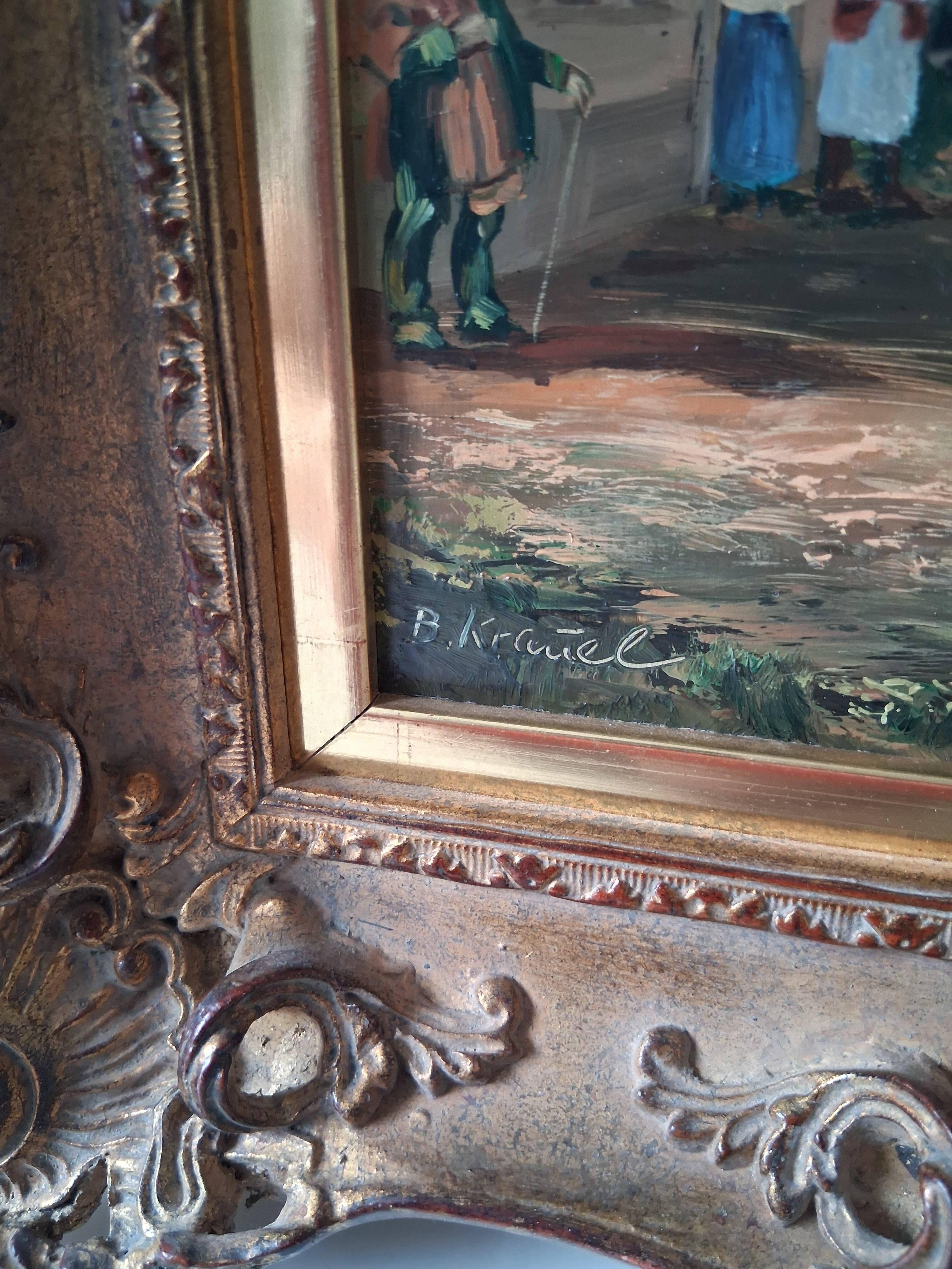 BRUNO KRAUEL (1907-1999) | Postkutsche | ORIGINAL Ölgemälde auf Holzplatte inkl. Barockrahmen