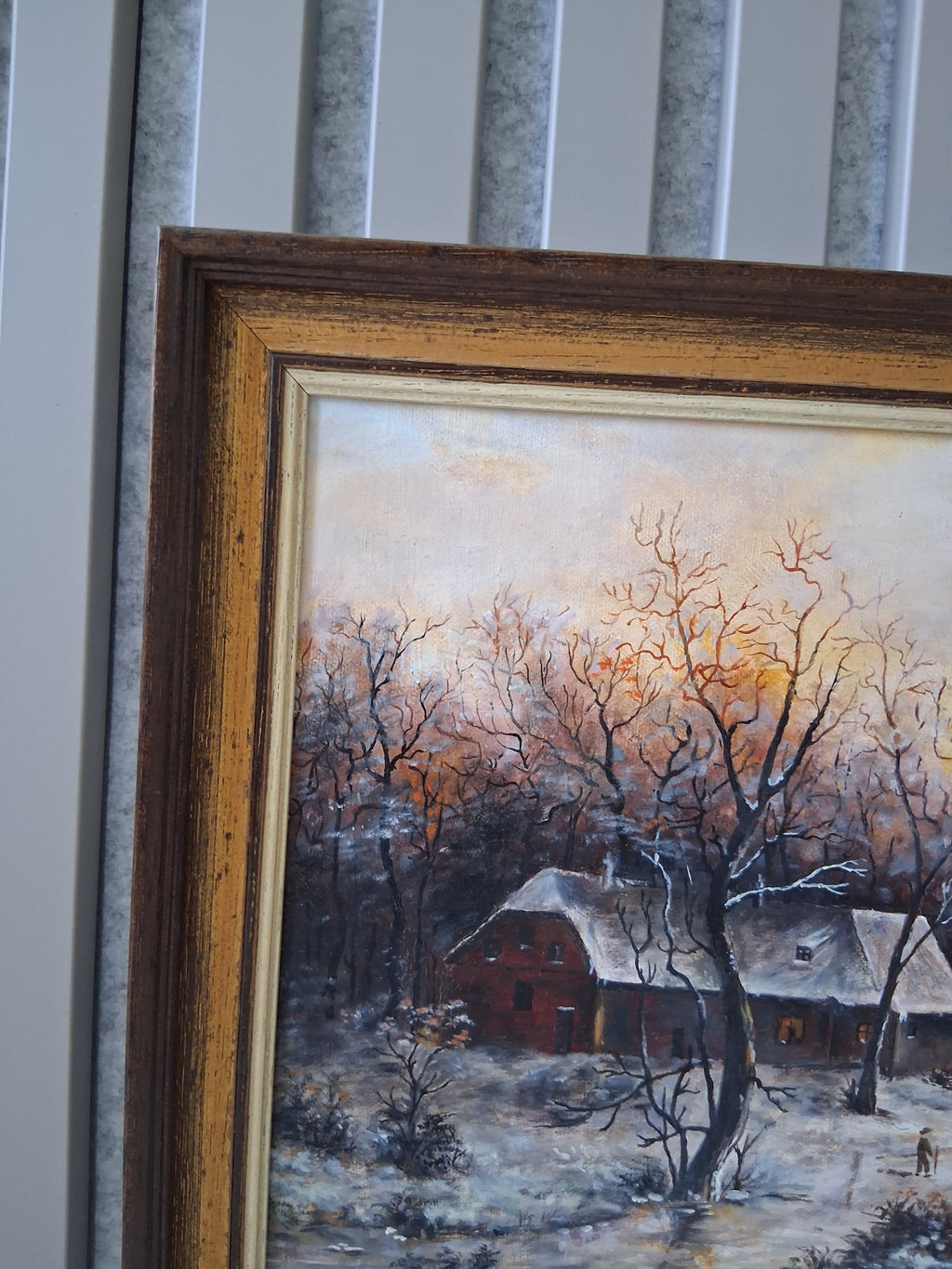 ORIGINAL Ölgemälde auf Leinwand inkl. Rahmen | Winterlandschaft mit Bauernhaus | Signiert