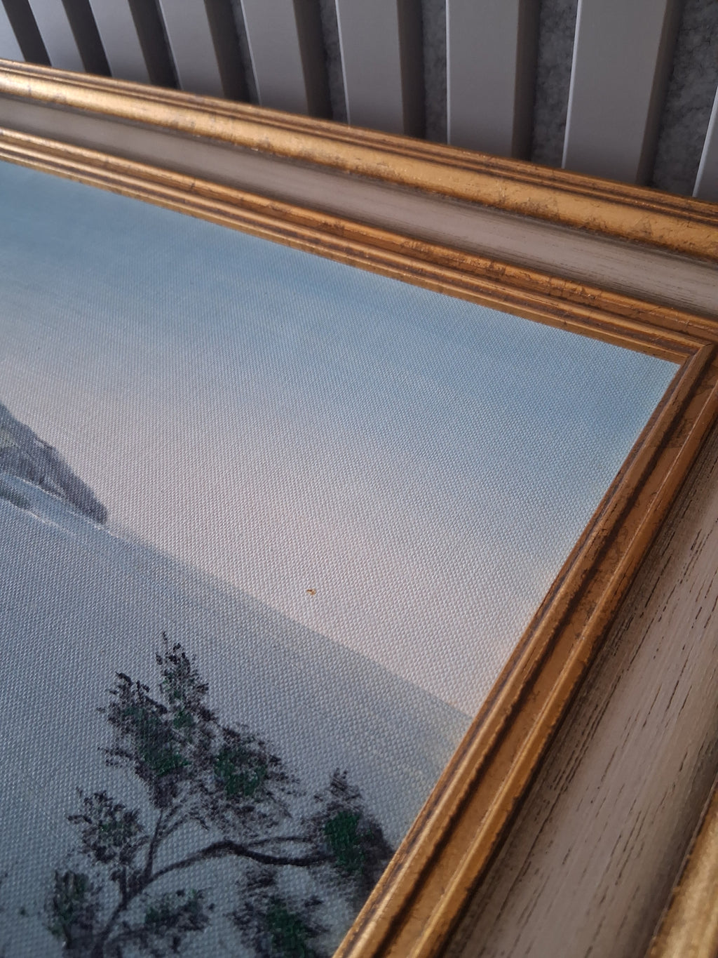 ORIGINAL Ölgemälde auf Leinwand inkl. Rahmen | Küstenlandschaft / Steilküste | 41x33 cm | Signiert